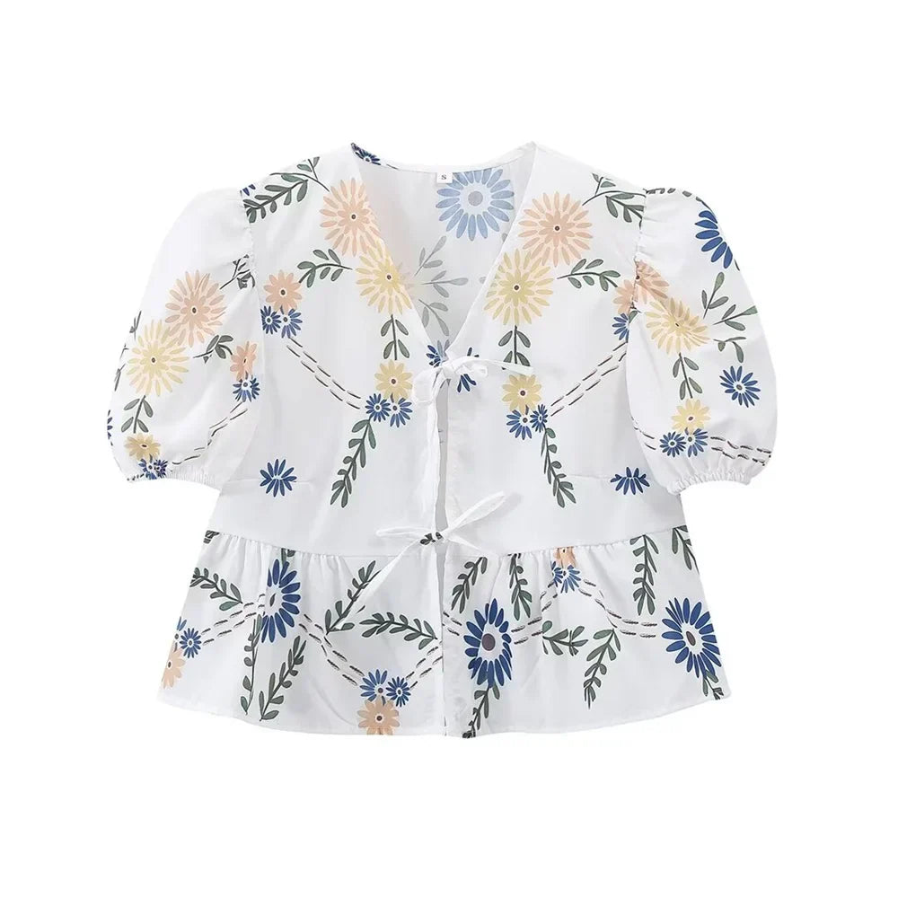 Lichtblauw V-hals Zomer Shirt voor Mannen