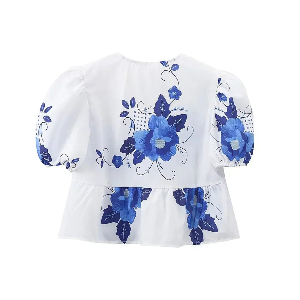 Lichtblauw V-hals Zomer Shirt voor Mannen