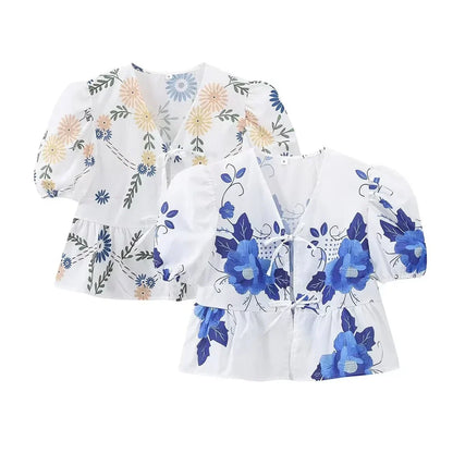 Lichtblauw V-hals Zomer Shirt voor Mannen