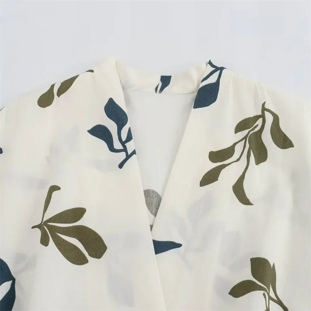 Zomerjurk Met Leuke Poplin Print Vrouwen