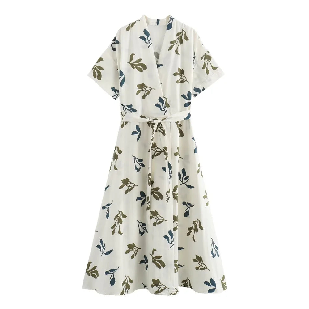 Zomerjurk Met Leuke Poplin Print Vrouwen