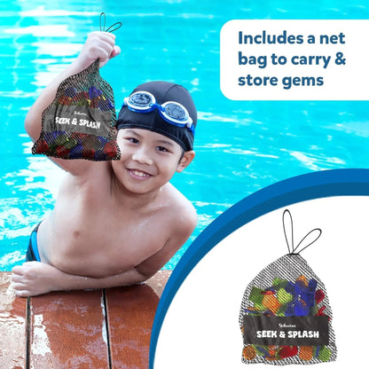Onderwater Duikspel Zwembad 64 Edelstenen 35 Waterproof Kaarten Nettas Kinderen 6 Jaar Strand Geheugen Coördinatie Teamspel Schatzoeken