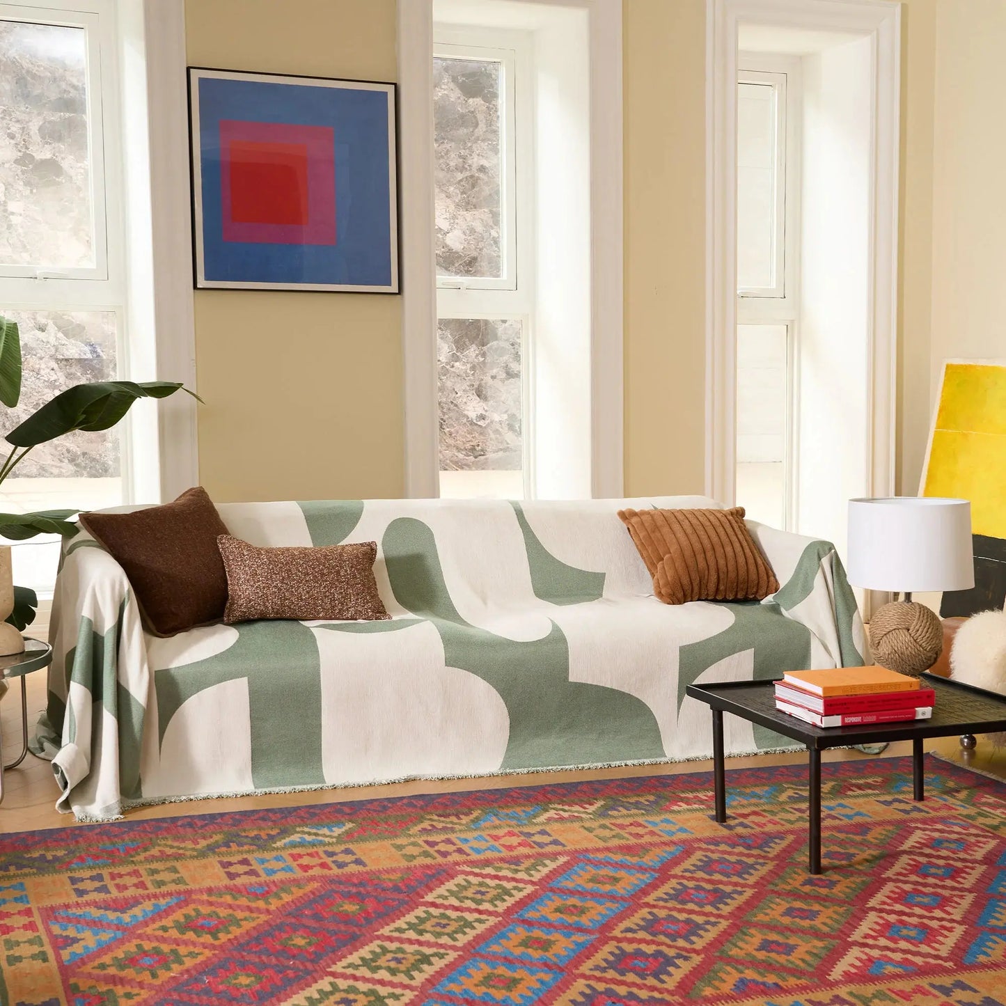 Zachte Chenille Plaid Bankdeken – Geruit Patroon – Lichtgewicht Deken voor Sofa en Slaapkamer