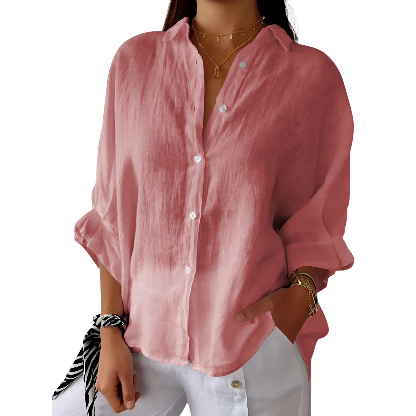Dames Blouse Linnen Zomer Oversized Relax Fit