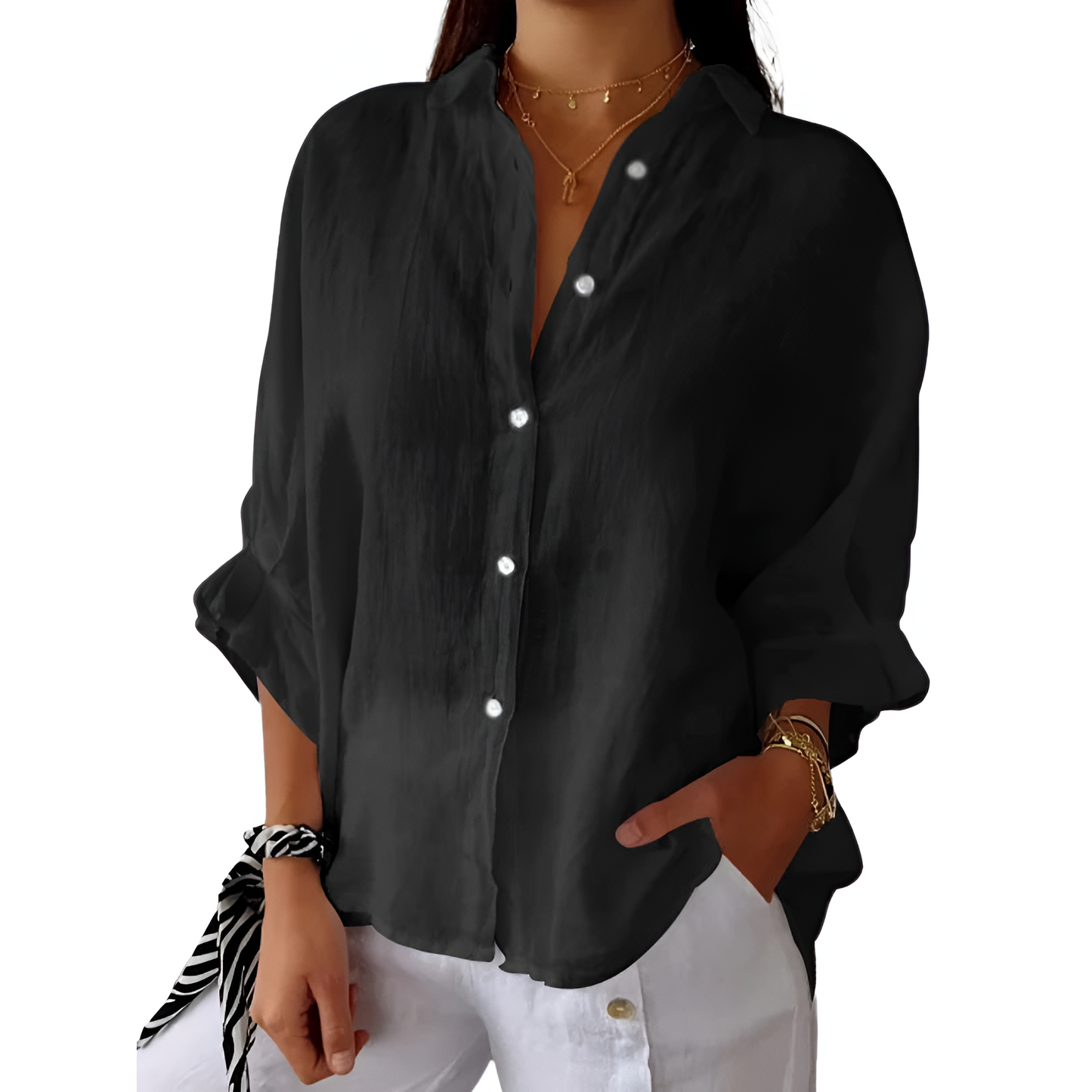 Dames Blouse Linnen Zomer Oversized Relax Fit