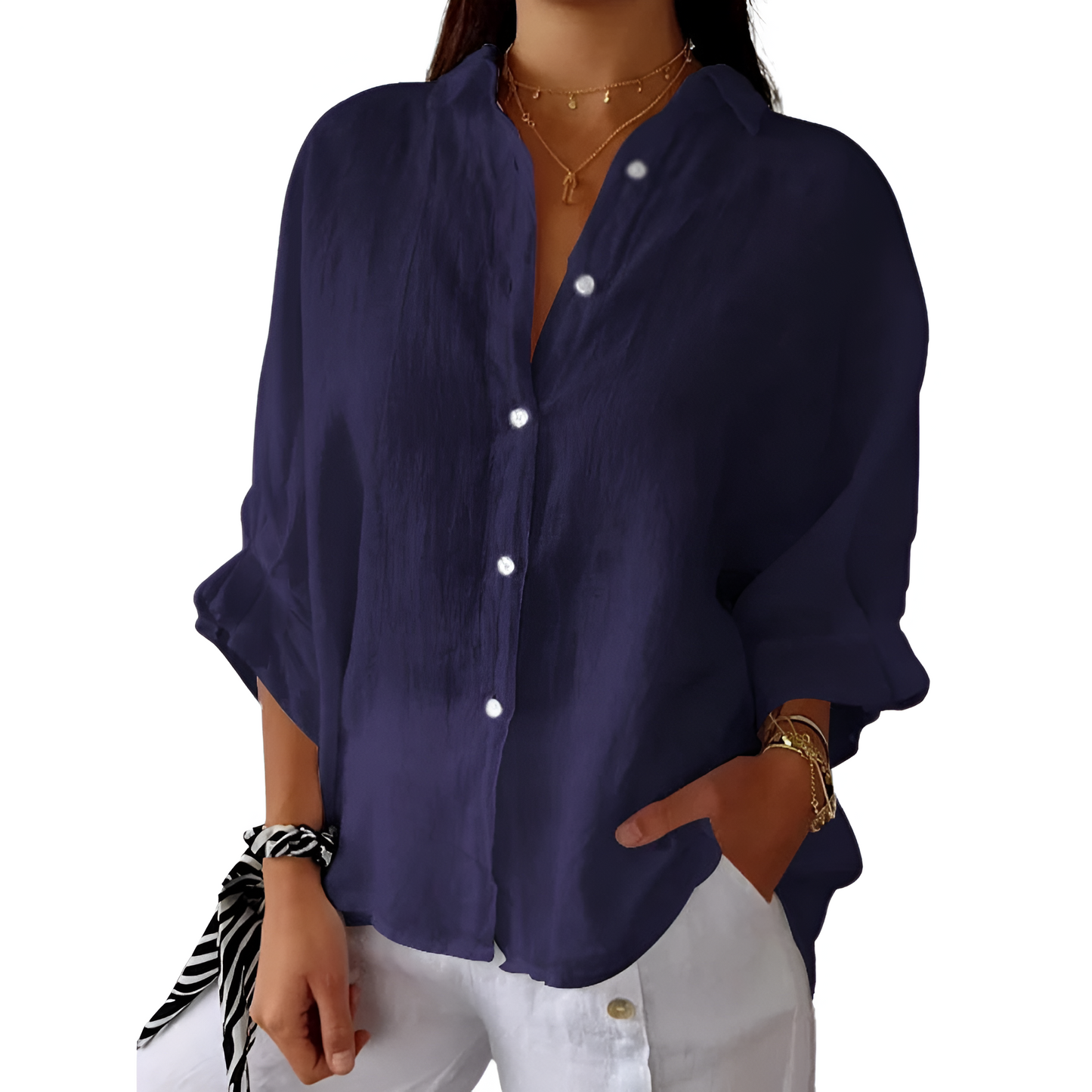 Dames Blouse Linnen Zomer Oversized Relax Fit