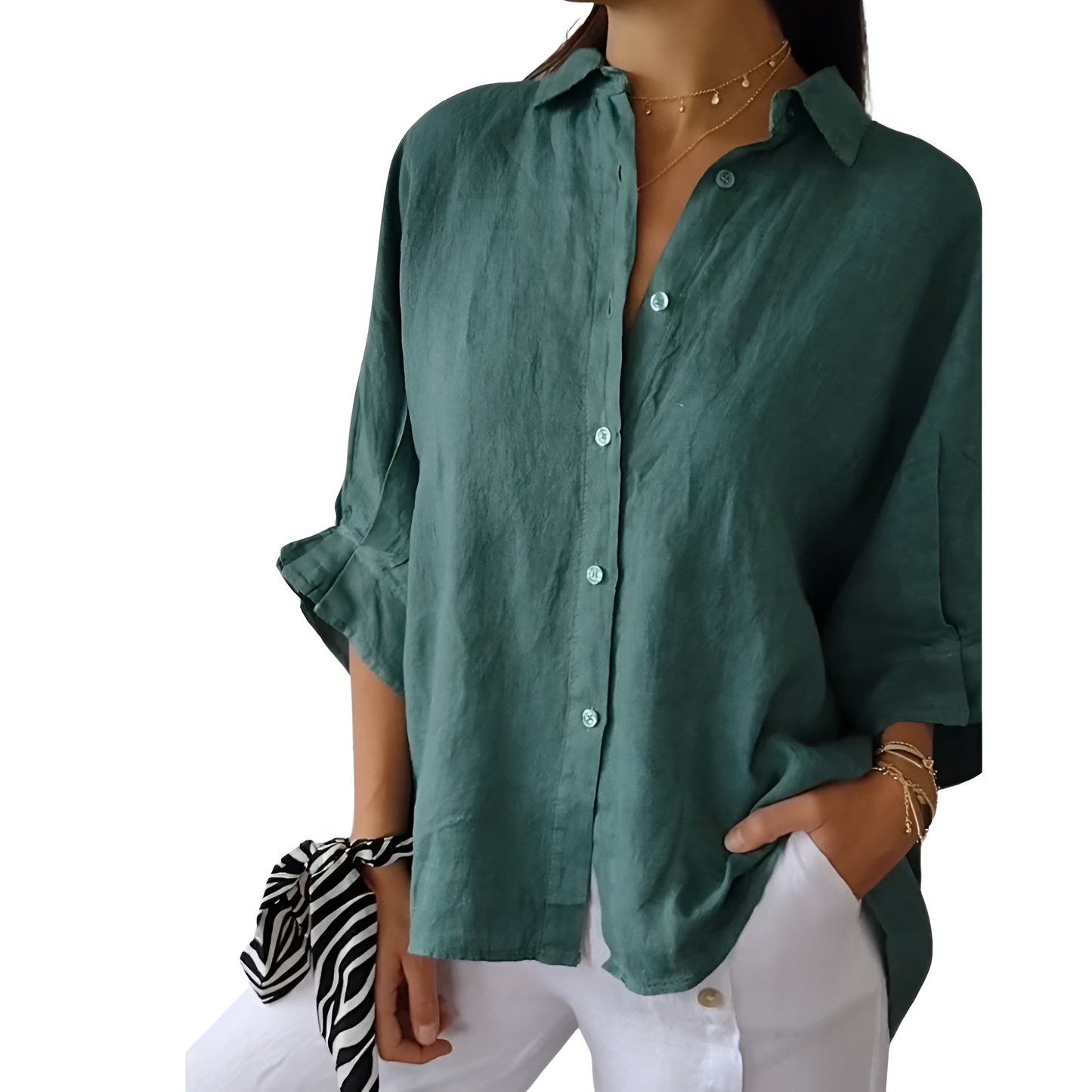 Dames Blouse Linnen Zomer Oversized Relax Fit