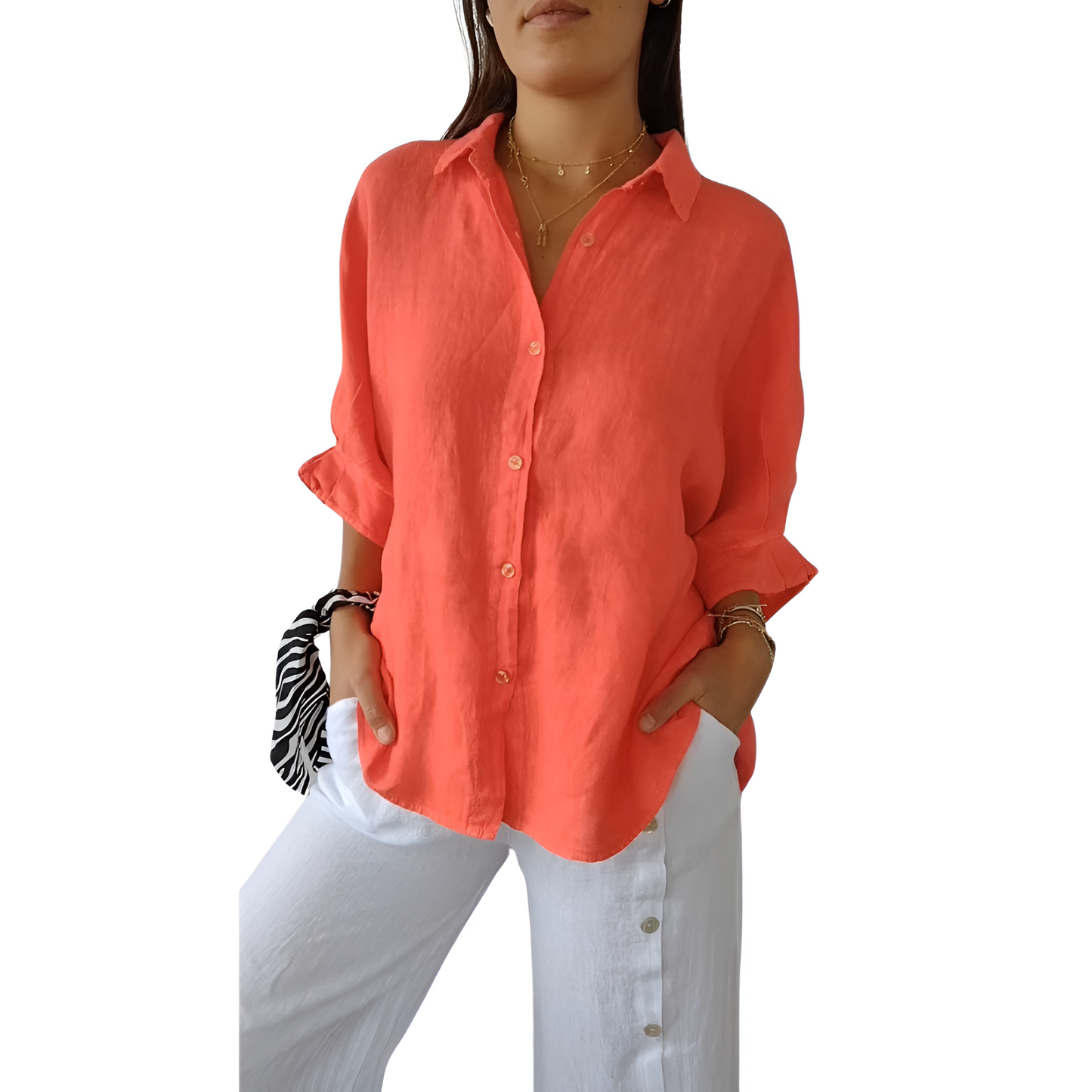Dames Blouse Linnen Zomer Oversized Relax Fit