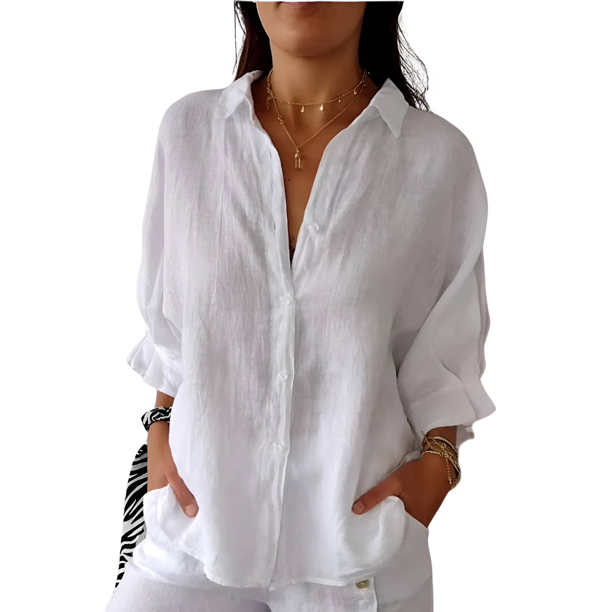 Dames Blouse Linnen Zomer Oversized Relax Fit - StudioMarella