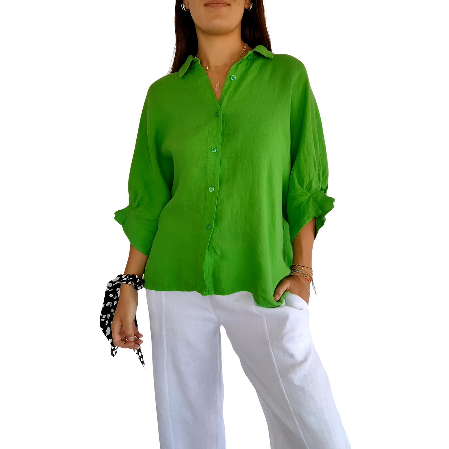 Dames Blouse Linnen Zomer Oversized Relax Fit