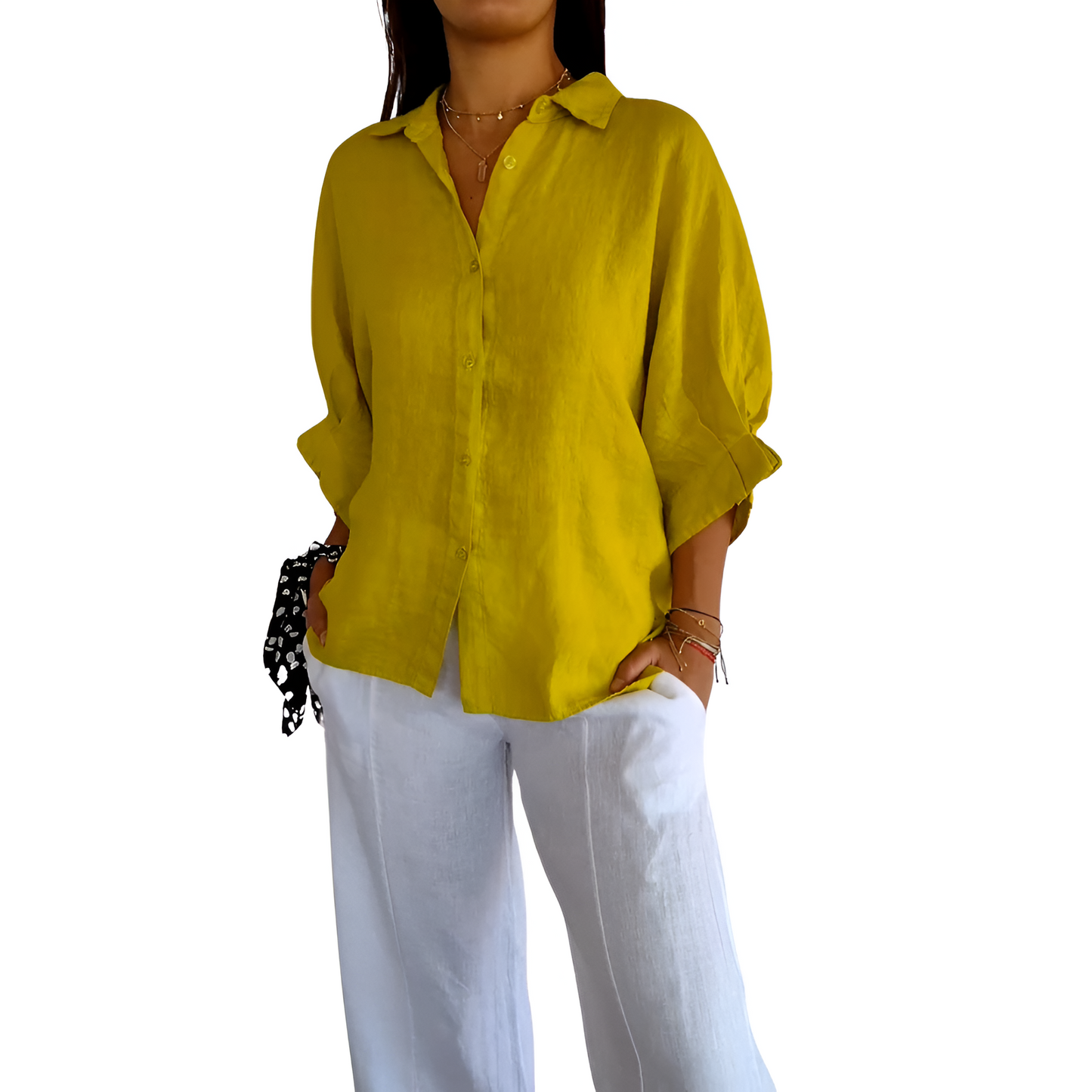 Dames Blouse Linnen Zomer Oversized Relax Fit