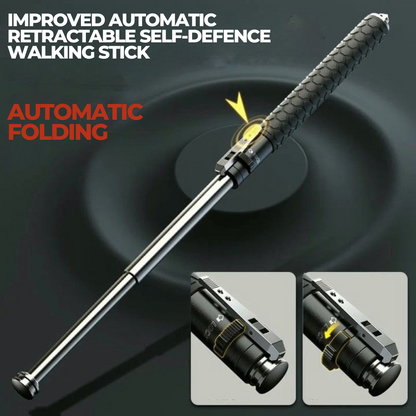 Wandelstok Zelfverdediging Automatisch Uitklapbaar Telescopisch Staal Antislip Grip