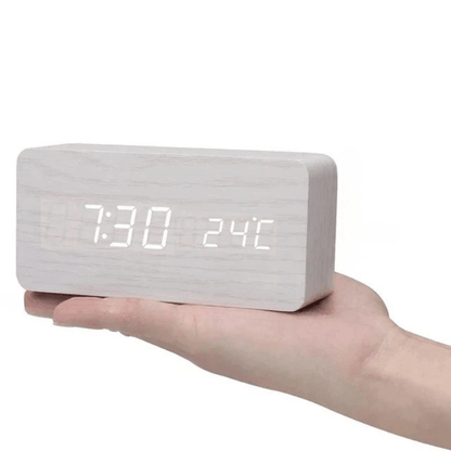 LED Houten Wekker met Spraakactivatie & Minimalistisch Design – Sansoti