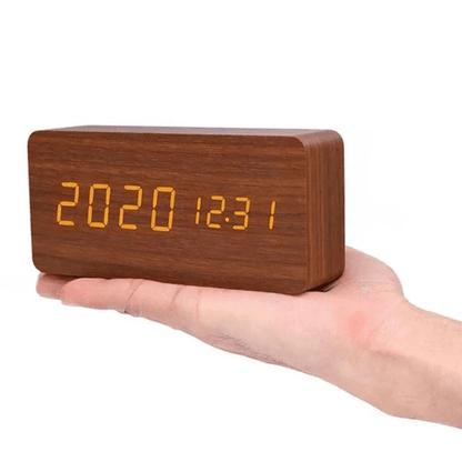 LED Houten Wekker met Spraakactivatie & Minimalistisch Design – Sansoti