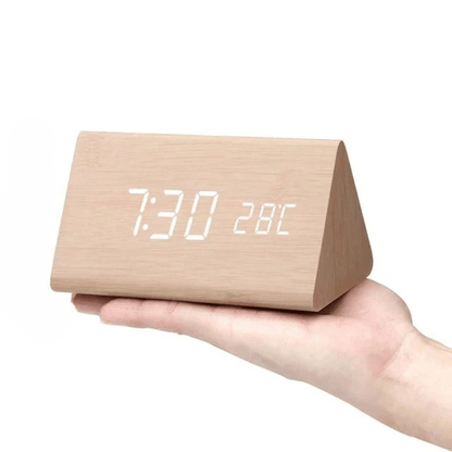 LED Houten Wekker met Spraakactivatie & Minimalistisch Design – Sansoti