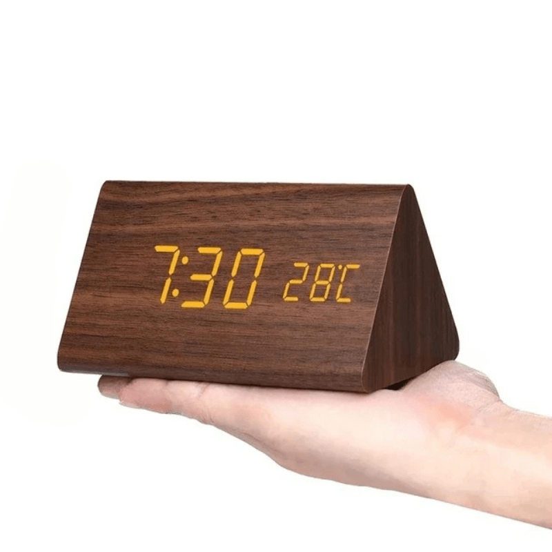 LED Houten Wekker met Spraakactivatie & Minimalistisch Design – Sansoti
