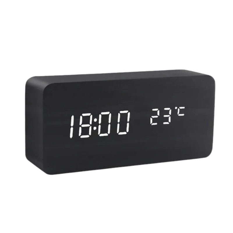 LED Houten Wekker met Spraakactivatie & Minimalistisch Design – Sansoti