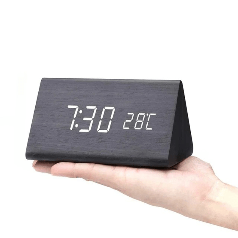 LED Houten Wekker met Spraakactivatie & Minimalistisch Design – Sansoti
