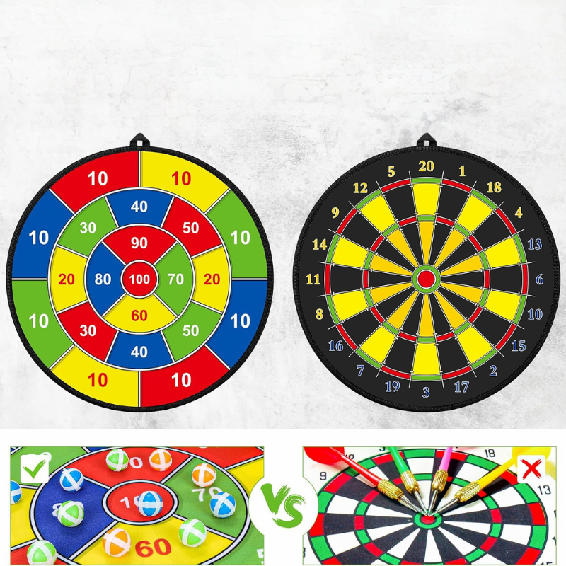 Dartbord voor Kinderen met Klittenballetjes – Dubbelzijdig Outdoor & Indoor Spel