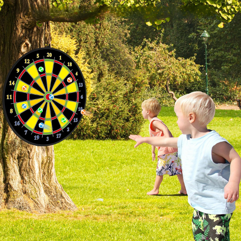 Dartbord voor Kinderen met Klittenballetjes – Dubbelzijdig Outdoor & Indoor Spel