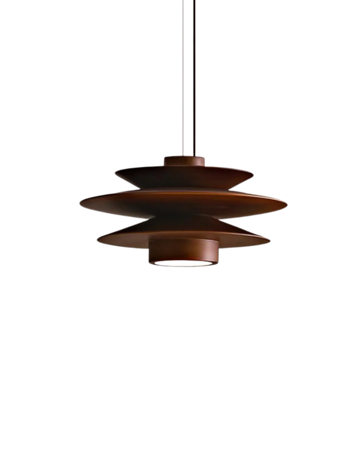 Moderne walnoot houten hanglamp met gelaagd design – stijlvolle plafondlamp voor eetkamer en woonkamer met warme lichtverspreiding