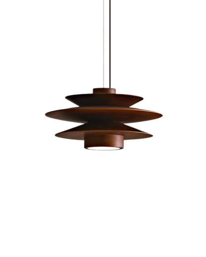 Moderne walnoot houten hanglamp met gelaagd design – stijlvolle plafondlamp voor eetkamer en woonkamer met warme lichtverspreiding