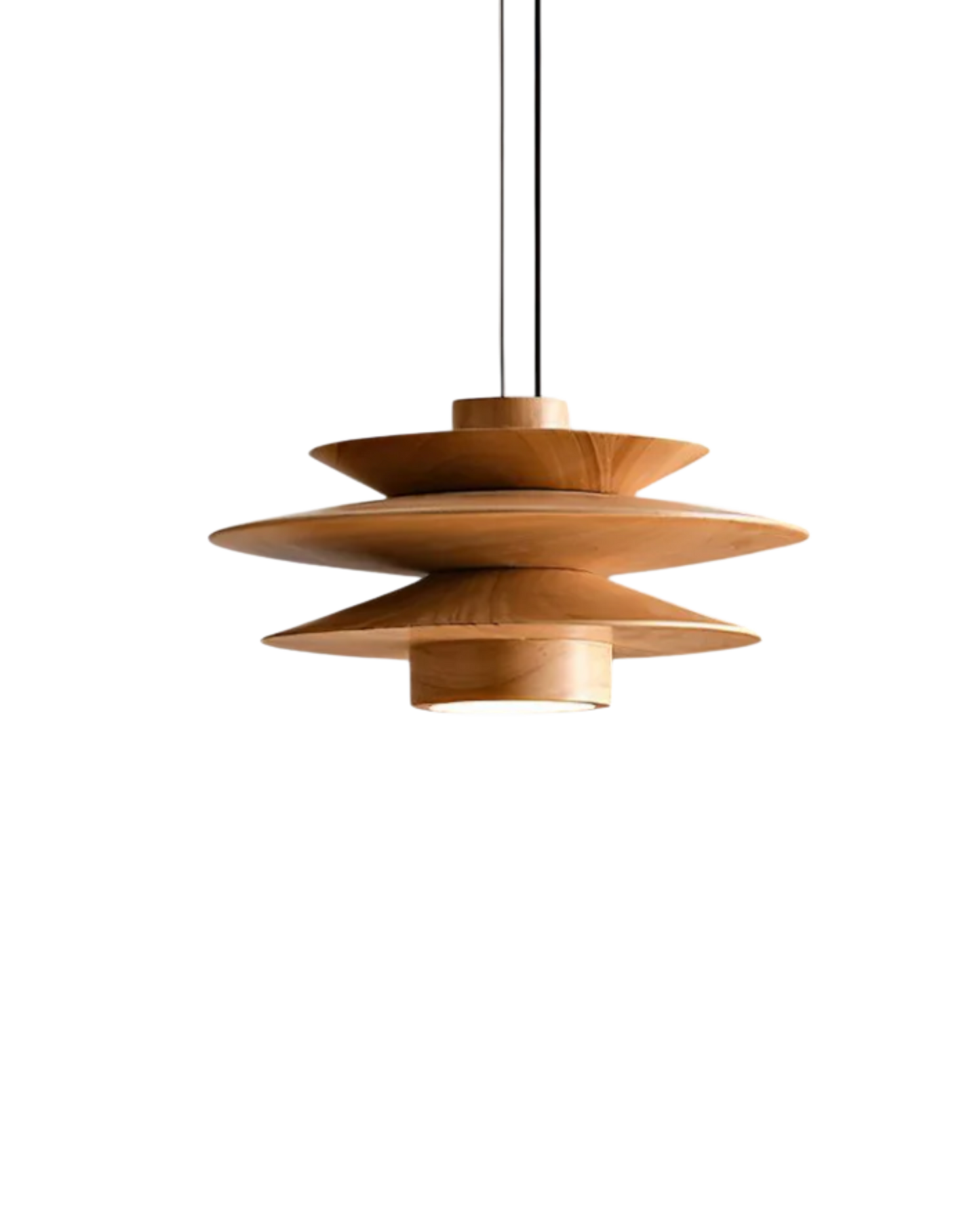 Moderne walnoot houten hanglamp met gelaagd design – stijlvolle plafondlamp voor eetkamer en woonkamer met warme lichtverspreiding