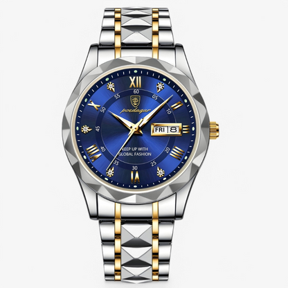 Luxe Herenhorloge met Kwartsmechanisme – Roestvrij Staal Armband – Zilver Zwart Goud – Waterbestendig Polshorloge voor Mannen 42mm