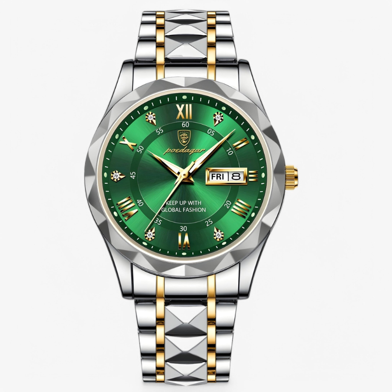 Luxe Herenhorloge met Kwartsmechanisme – Roestvrij Staal Armband – Zilver Zwart Goud – Waterbestendig Polshorloge voor Mannen 42mm