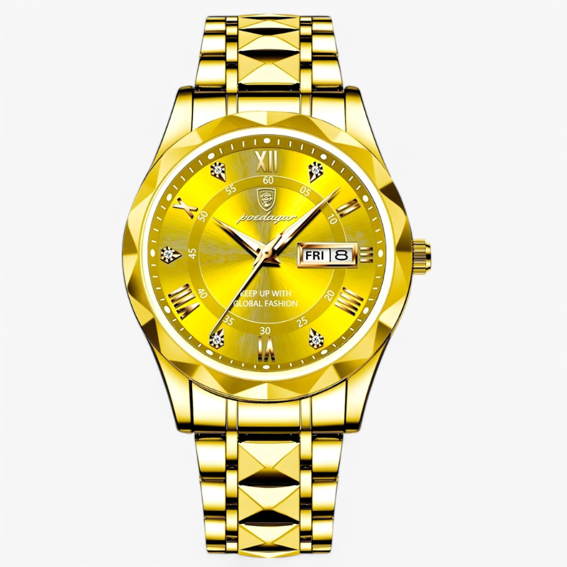 Luxe Herenhorloge met Kwartsmechanisme – Roestvrij Staal Armband – Zilver Zwart Goud – Waterbestendig Polshorloge voor Mannen 42mm