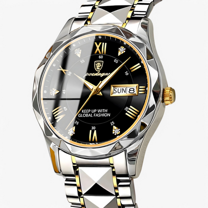 Luxe Herenhorloge met Kwartsmechanisme – Roestvrij Staal Armband – Zilver Zwart Goud – Waterbestendig Polshorloge voor Mannen 42mm