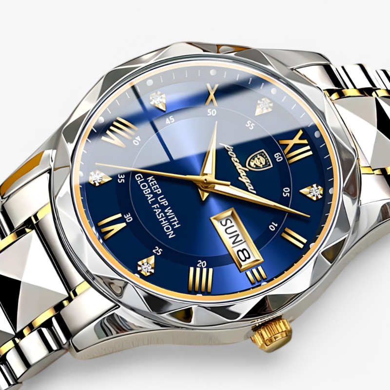 Luxe Herenhorloge met Kwartsmechanisme – Roestvrij Staal Armband – Zilver Zwart Goud – Waterbestendig Polshorloge voor Mannen 42mm