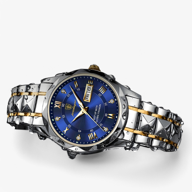 Luxe Herenhorloge met Kwartsmechanisme – Roestvrij Staal Armband – Zilver Zwart Goud – Waterbestendig Polshorloge voor Mannen 42mm