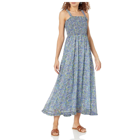 Bloemjurk met Smokwerk Bodice en Korte Mouwen
