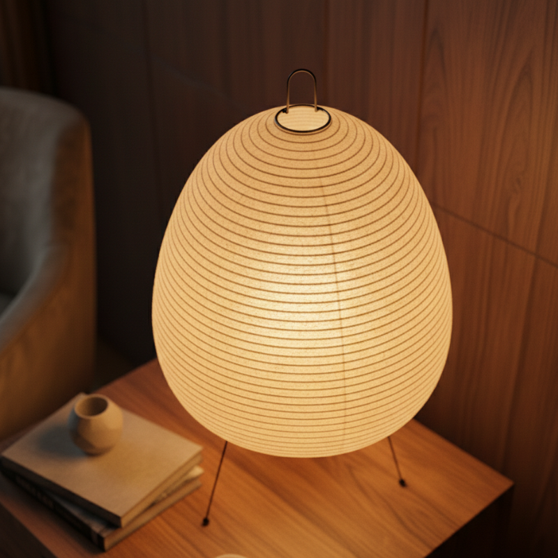 Ronde Tafellamp met Rijstpapier en Bamboe - Japans Geïnspireerd Minimalistisch Design - Warm Wit 2700K LED - Ø25×38 cm