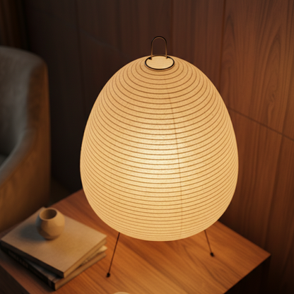 Ronde Tafellamp met Rijstpapier en Bamboe - Japans Geïnspireerd Minimalistisch Design - Warm Wit 2700K LED - Ø25×38 cm