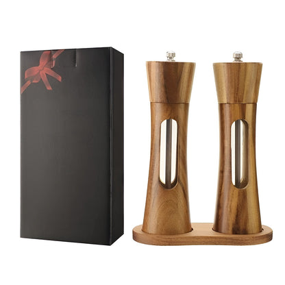 Zout- en Pepermolen Set Hout Acryl Venster 19cm Verstelbaar Maalwerk Keramisch Tafel Keuken Cadeau