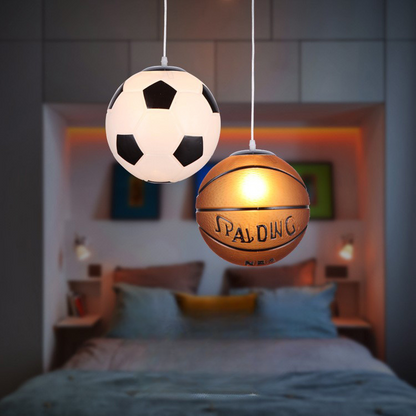 Kinderkamer Plafondlamp Voetbal Basketbal LED 30cm Glas Design