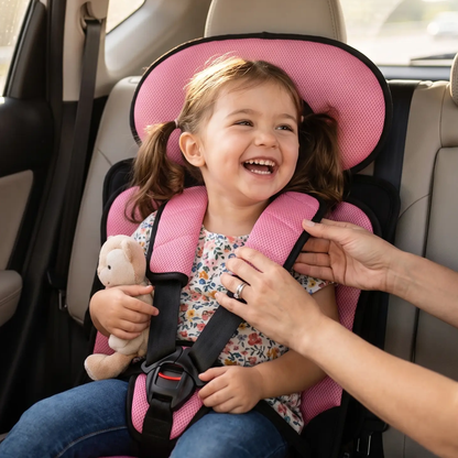 Opvouwbare Kinderzitverhoger voor de Auto – Draagbaar en Veilig Boosterzitje met 5-Punts Harnas voor Kinderen van 0-14 Jaar, Wasbare Hoes