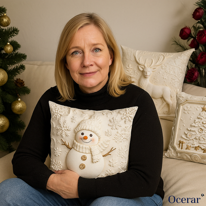 Feestelijke Kussenhoezen Set van 4 – Kerstmotieven met Gestructureerd Design voor Woonkamer & Slaapkamer | Zachte Polyester Sierkussens 45×45 cm voor Winter en Kerst