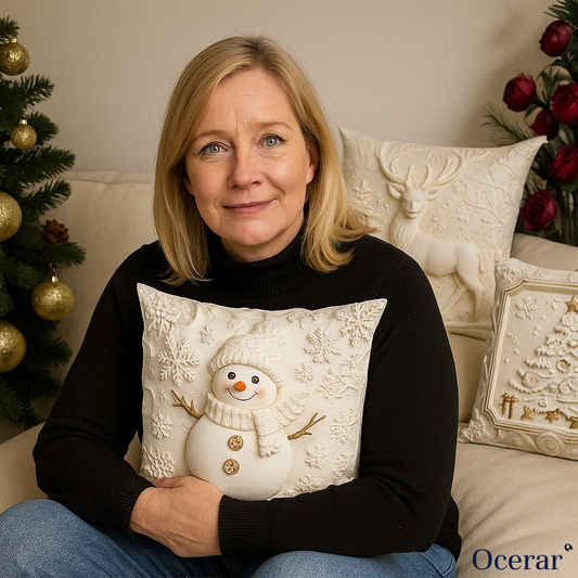 Feestelijke Kussenhoezen Set van 4 – Kerstmotieven met Gestructureerd Design voor Woonkamer & Slaapkamer | Zachte Polyester Sierkussens 45×45 cm voor Winter en Kerst