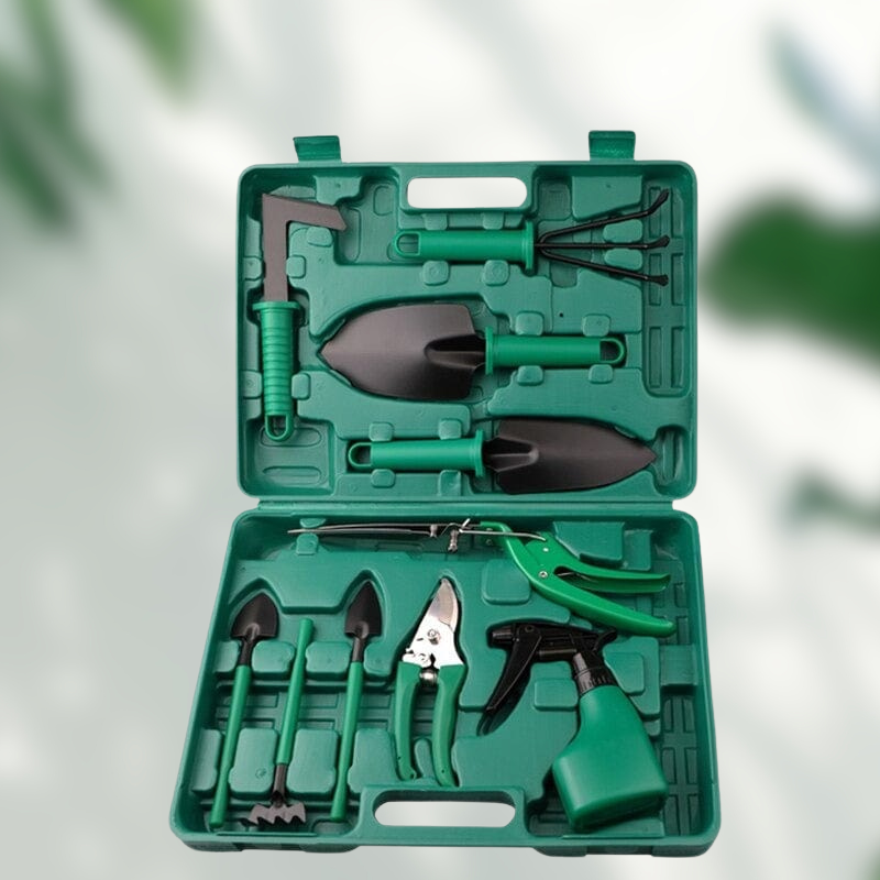 Tuingereedschap Set 10 Delig RVS Met Opbergkoffer Complete Tuinset