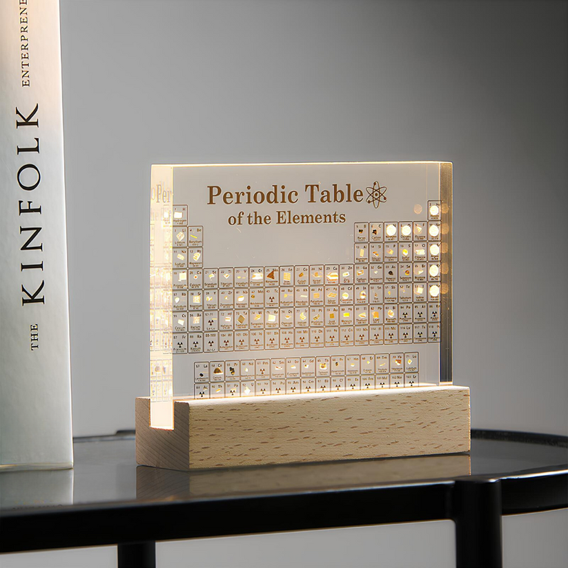 3D Periodieke Tabel met 83 Echte Elementen – Verlichte Display in Acryl voor Wetenschap & Educatie