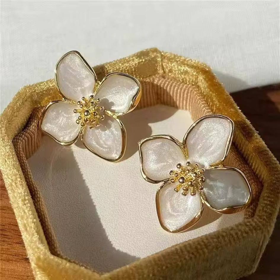 Bloemoorbellen Romantisch Elegante Zilveren Oorbellen