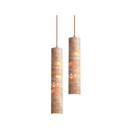Hanglamp Travertin Cilinder Ø 6 cm Natuursteen Beige Eettafel Kookeiland Bar Verstelbare Hanglamp E27