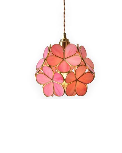 Handgemaakte Hanglamp met Acryl Bloem en IJzeren Frame Transparant Roze Blauw Beige voor Eetkamer Woonkamer Slaapkamer