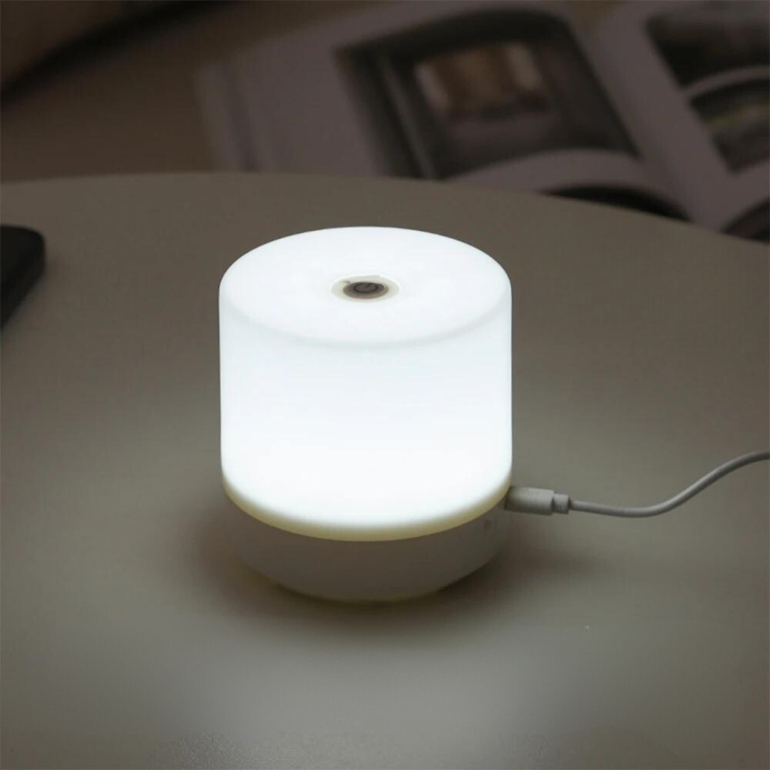 Nachtlamp LED USB 8.5cm Dimbaar ABS Wit Touch Bedlamp Slaapkamer Bureau Sfeerverlichting Compact Lampje