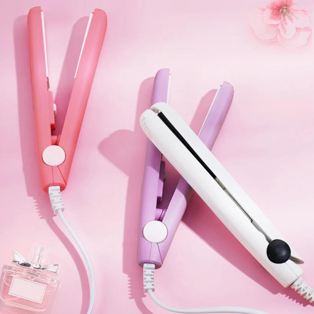 Compact Keramisch Haarstyler voor Krullen en Glad Haar met 3D-Platen Roze Paars Blauw Wit Groen Geel Snel Opwarmen 45 Seconden Instelbare Temperatuur Reisstyler