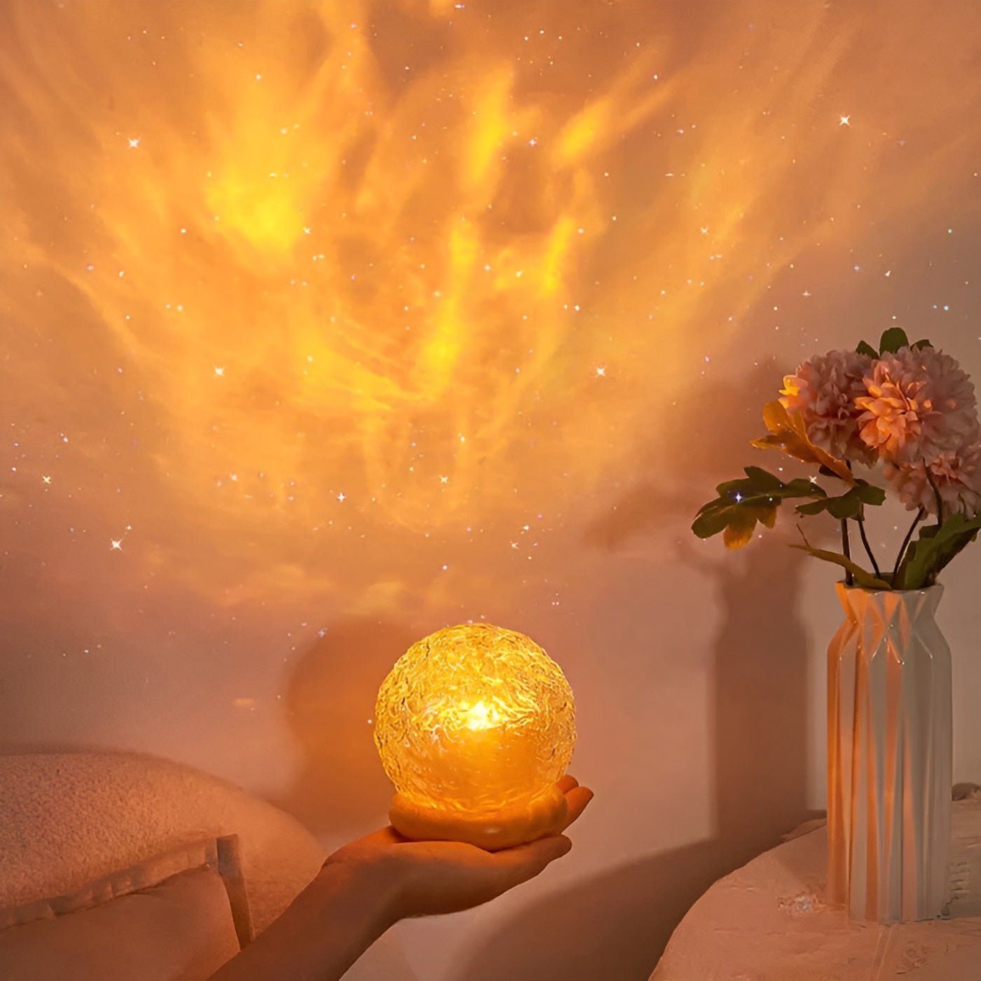 Projectielamp Golfprojectie 360° Draaibaar Dimbaar USB Slaapkamer Sfeerverlichting Kristallen Bol Wand Plafond
