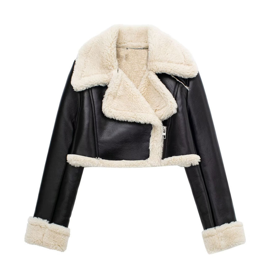 Shearling Winterjas Nep Leren Warme en Stijlvolle Jas